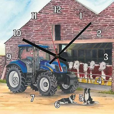 New Holland Tractor Sue Podbery Handmade Wall Clock 19.6cm 8  Great Gift Present • £16.49