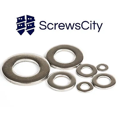 A2 Stainless Steel Flat Washers To Fit M2 M3 M4 M5 M6 M8 M10 M12 Form A Type • £1.67