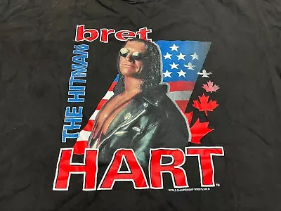 WCW Bret The Hitman Hart Black T Shirt Size L Mens  • $50