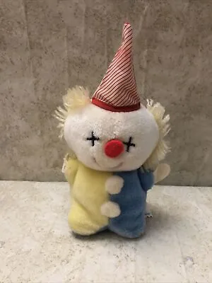 Vintage Eden Toys Pastel Clown Plush Baby Rattle 7” Lovey Stuffed Animal • $30