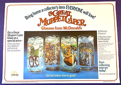 1981 McDonald's The Great Muppet Caper Movie Glasses Tray Liner Placemat • $9.99