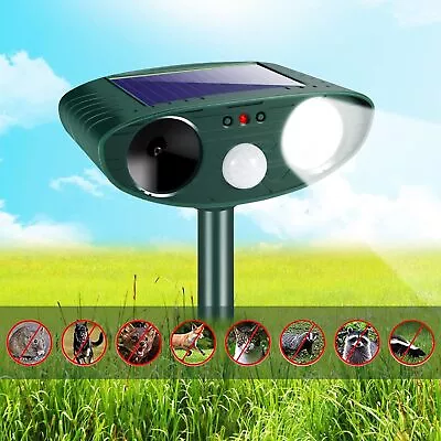 Solar Animal Repeller Ultrasonic Animal Repellent Outdoor Sensor & Strobe Light • $18.96