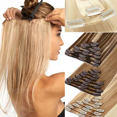CLEARANCE 100% Human Hair Extensions Clip In Real Remy Hair Full Head UK Caramel • £145.90