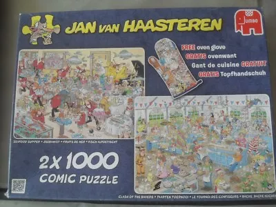 Jan Van Haasteren 2 X 1000pc Jigsaw Puzzles-Seafood Supper & Clash Of The Bakers • £7.99