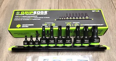 Grip Edge 10pc RPT Impact Torx/ Star Bit Socket Set W/ Rail T-20 To T-60 #IST10S • $219.99