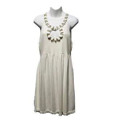 MILLY Of New York White Sleeveless Knit Dress Beaded Keyhole Cutout Size M  • $19.99