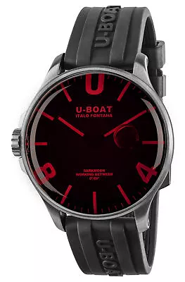 U-Boat Darkmoon Stainless Steel Black Dial Black Rubber Strap Mens Watch 8465 • $715