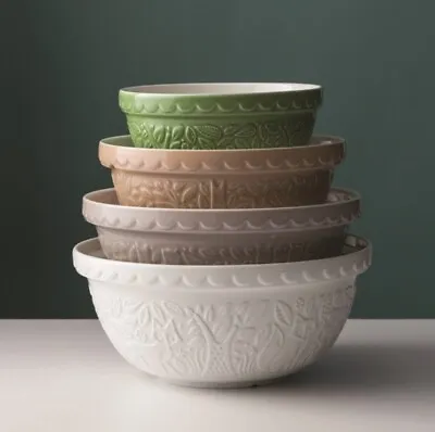 Mason Cash In The Forest Green/Ochre/Stone Mixing Bowls 21cm/24cm/26cm • £15.99