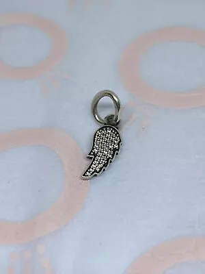 Genuine Pandora Silver Dangly Sparkly Angel Wing CZ Clear Pavé Charm S925 ALE • £14.99