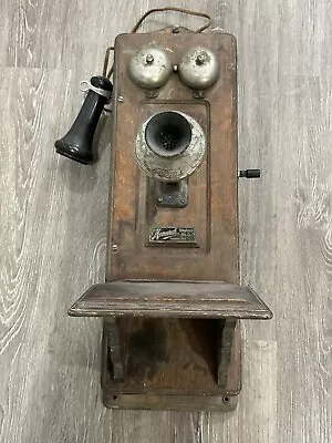 Antique Wall Mount Crank Telephone Oak Monarch Telephone Company • $204.99