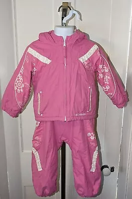 Girls Columbia Omni-Shield 2T Pink Snow Jacket Coat Ski Pants Bib Overalls EUC • $12