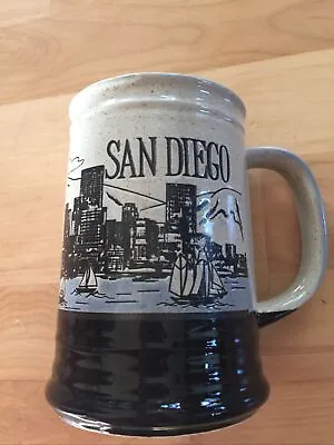 Vintage San Diego Coffee Mug Speckled Sailboats Skyline Large EUC • $8.50