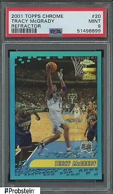 2001-02 Topps Chrome Refractor #20 Tracy McGrady Orlando Magic PSA 9 MINT • $17.19