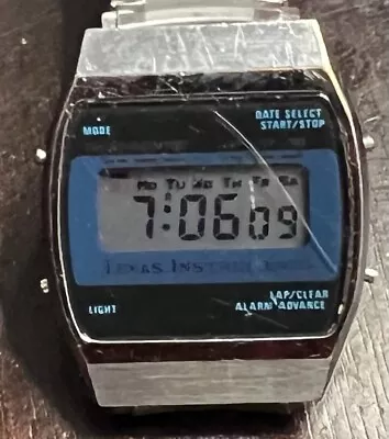 Vintage ~ Texas Instruments ~ WORKING Digital Quartz Wrist Watch ~ Stretch Band • $6.99