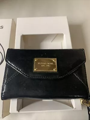 MICHAEL KORS Black Leather Small Clutch IPhone 4 Wristlet Wallet • $5