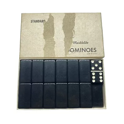 Vintage Set Black Puremco No. 616 Standard Marblelike Dominoes Missing 1 Piece • $11.99