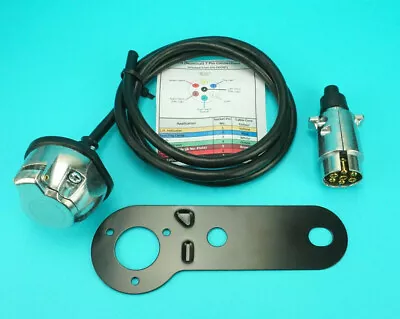 Pre-wired 7 Pin METAL Towing Socket On Bracket With 7 Pin Plug - Trailer Caravan • £19.85