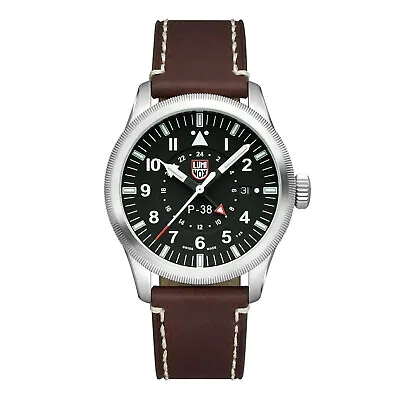 Luminox P38 Lightning Watch Pilot GMT 2 Time Zone Leather XA.9521 W Original Box • $440