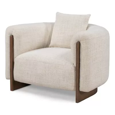 Pemberly Row Upholstered Traditional Fabric Accent Chair In Cream • $1011.46