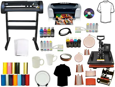 8in1 Pro Heat Press C88+Printer Sublimation 800ml Ink 28  Vinyl Cutter Plotter • $1399.99