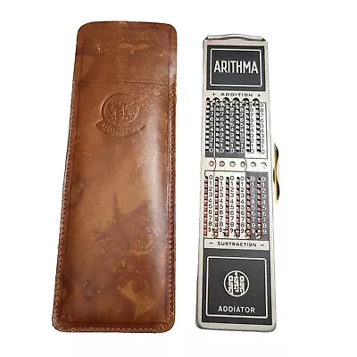 Addiator Arithma Mechanical Calculator With Leather Case No Stylus Vintage 1960 • $58.95