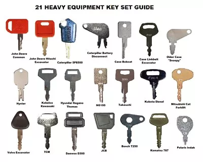 $19.79 • Buy  21 Heavy Construction Equipment  Ignition Key Set Cat Deere Komatsu JCB Case
