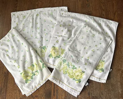 4 Vintage Laura Ashley 100% Cotton Bath Towels Roses Brighton Rose Yellow White • $67.50