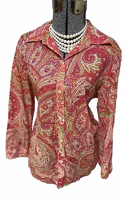 Ralph Lauren Top Size XL Paisley 100% Cotton Lightweight Blouse Career Shirt • £22.16