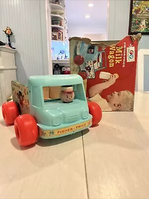 Vintage 1967 Fisher Price MILK WAGON Truck Pull Toy Wood Collectible • $12.75