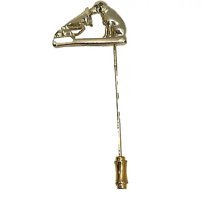 RCA Victor Gramophone & Nipper Lapel Stick Pin Silvery Gold Tone READ • $9