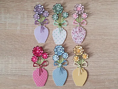 £3 • Buy 6 Handmade Any Occassion Flower Vase Card Toppers Card Making Crafts