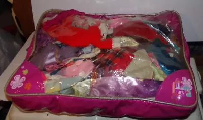 Large Lot Of Vintage Mixed Doll Clothes In Barbie Zip Up Bag • $6.99