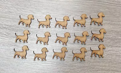 Wooden MDF Mini Dachshund  Craft Shapes Set Of 20 Embellishments • £2.45