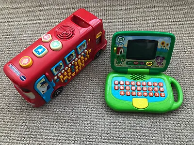 Educational Toys Bundle LeapFrog 2 In 1 Green Laptop Touch And VTech School Bus • £25