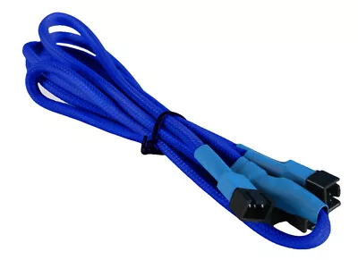 Blue 3-Pin To 4 X 3-Pin Computer Case Black Sleeved Fan Power Y-Splitter Cable F • $7