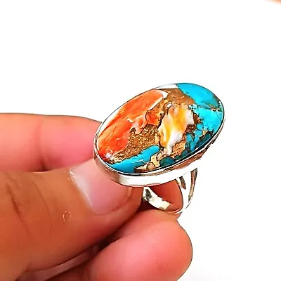 £21.59 • Buy Natural Oyster Copper Turquoise 925 Sterling Silver Ring Women Handmade Jewelry