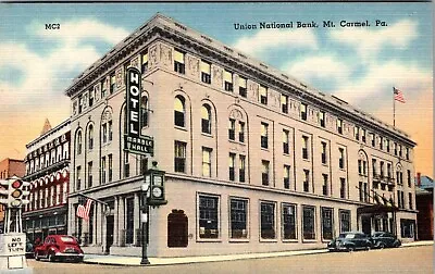 Mt. Carmel PA Marble Hall Hotel & Union National Bank Vintage Postcard F235 • $7.95