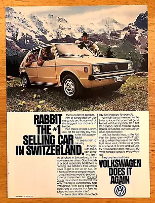 1980 Volkswagen Vw Rabbit—swiss Family In The Alps—original Magazine Print Ad • $8.40