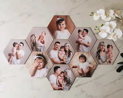 Hexagon Photo Frame Wooden Photo Wall Personalized Family Nanny Gift Memory • £8