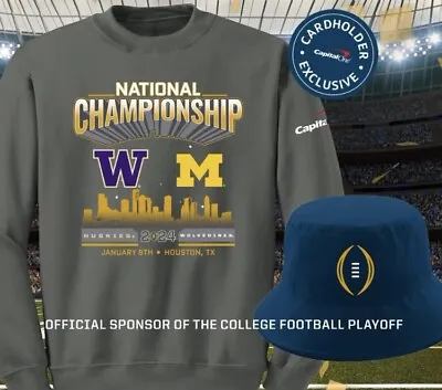 Capital One NCAA Washington Huskies Michigan Wolverine Sweatshirt (L) Bucket Hat • $24.90