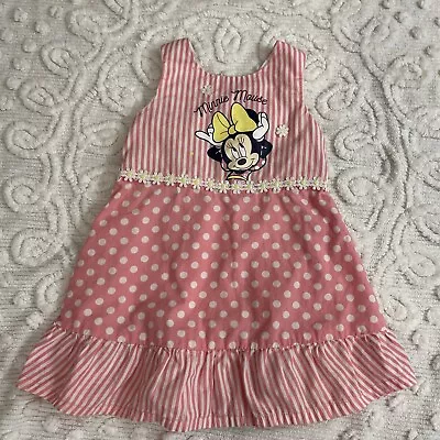 Disney Baby Pink Polka Dot Striped Minnie Mouse Sleeveless Dress 12 Months Girl • $12