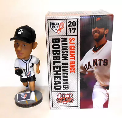 NEW In Box 2017 SAN JOSE Junior GIANTS RACE MADISON BUMGARNER BOBBLEHEAD SJ SF • $20