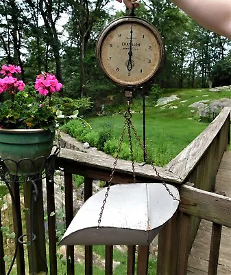 Antique Hanging Scale Old Rustic Farm Stand Country Store Kitchen AAFA WORKS! • $90