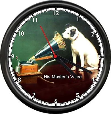 RCA Victrola Nipper Dog His Master's Voice Gramophone Phonograph Sign Wall Clock • $26.95