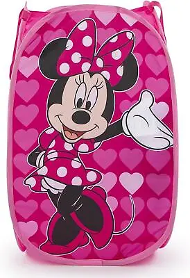 Minnie Mouse 80L Pop-Up Laundry Basket Storage Bin Disney Girls Pink Bedroom • £12.99