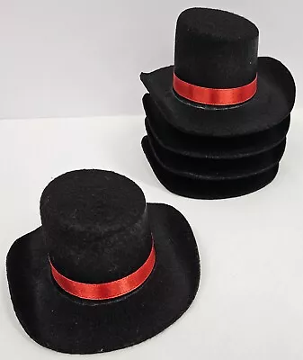 Lot Of 5 Mini Top Hats W/Red Ribbon For Crafts & Dolls-(F) • $10