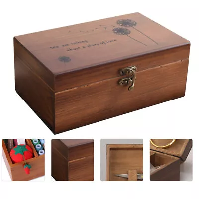  Cosmetics Organizing Case Solid Wood Sewing Box Retro Art Material Tea • $35