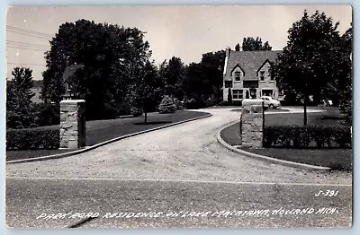 Holland Michigan MI Postcard RPPC Photo Park Road Residence On Lake Macatawa Car • $29.95