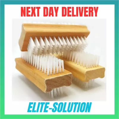 3 X Double-Sided Wooden Nail Scrubbing Brush Soft Cleaning Bristles  • £3.99