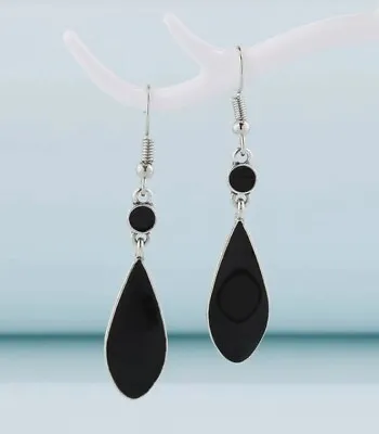 £4.19 • Buy Women's Long Black Silver Metal Water Drop Dandle Earrings Jewellery Wedding